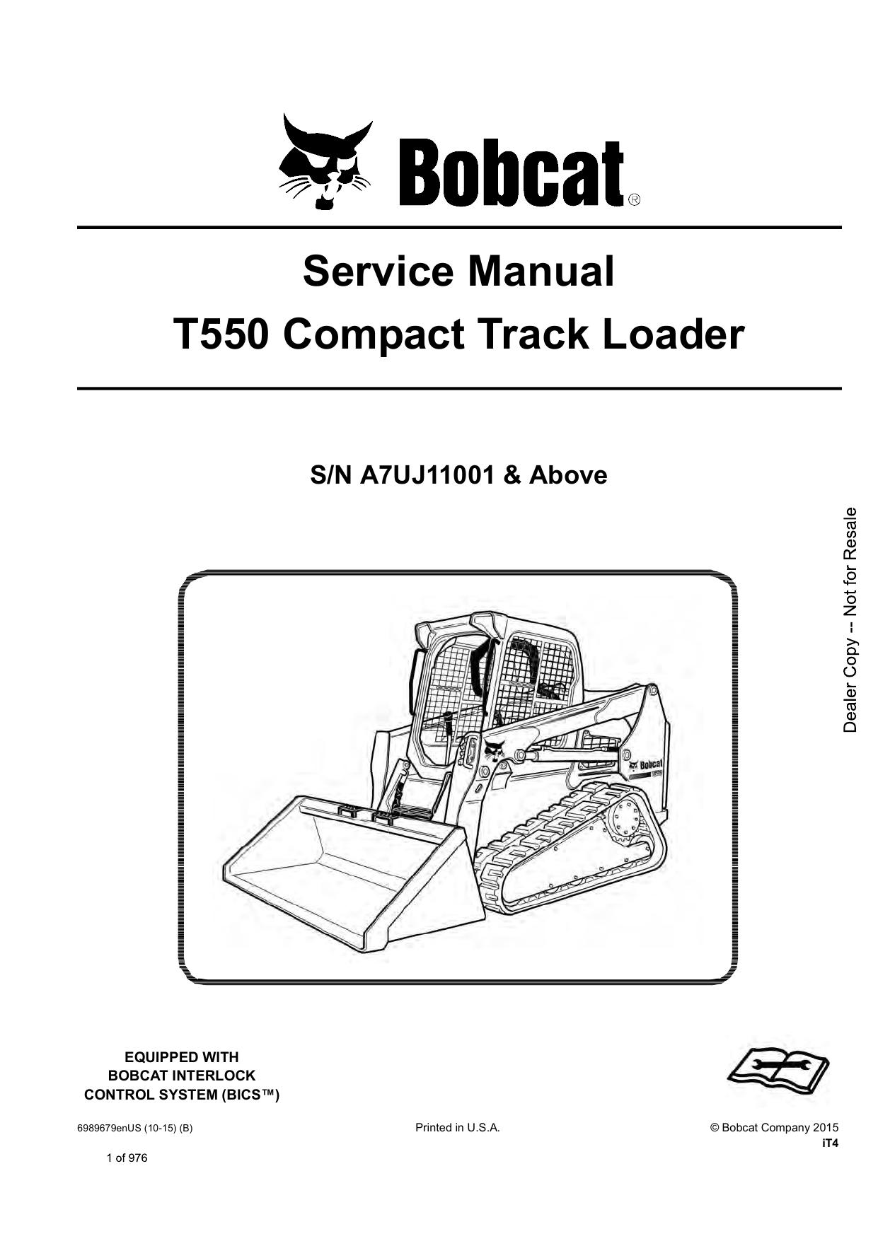 T550 Compact Track Loader Service Manual Bobcat